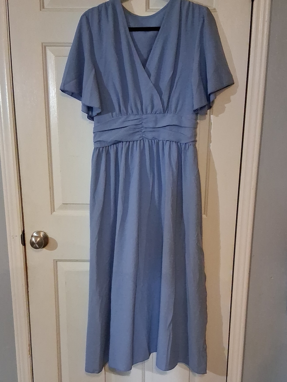 Light Blue Wrap-Style Maxi Dress